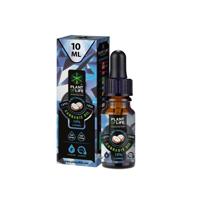 Flacon de 10ml d'huile de CBD goût COCO 15% Full Spectrum