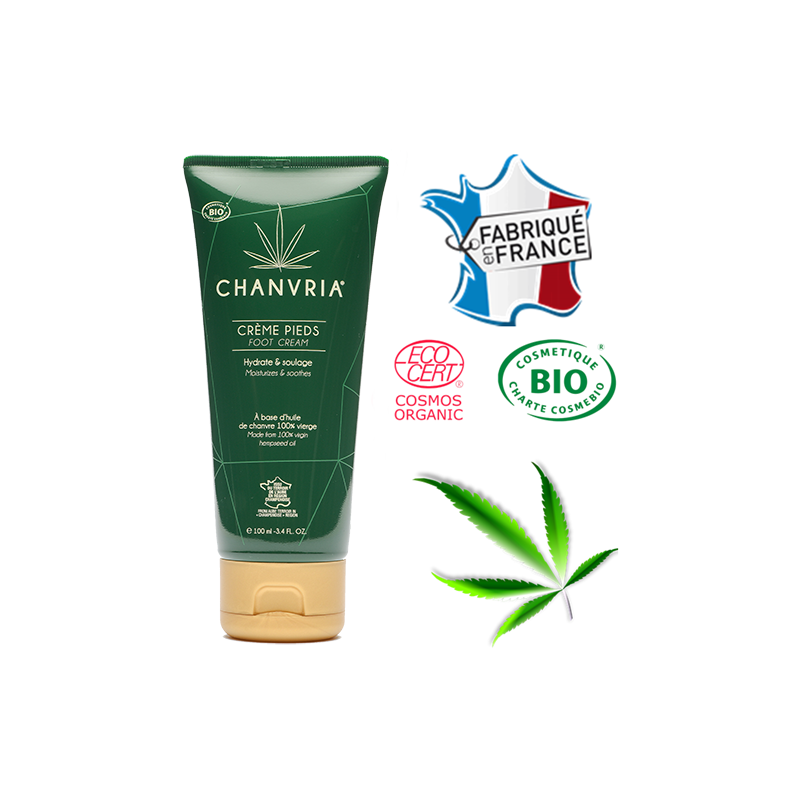 Tube de crème BIO de 100 ml pour les pieds fabriquée en France CHANVRIA